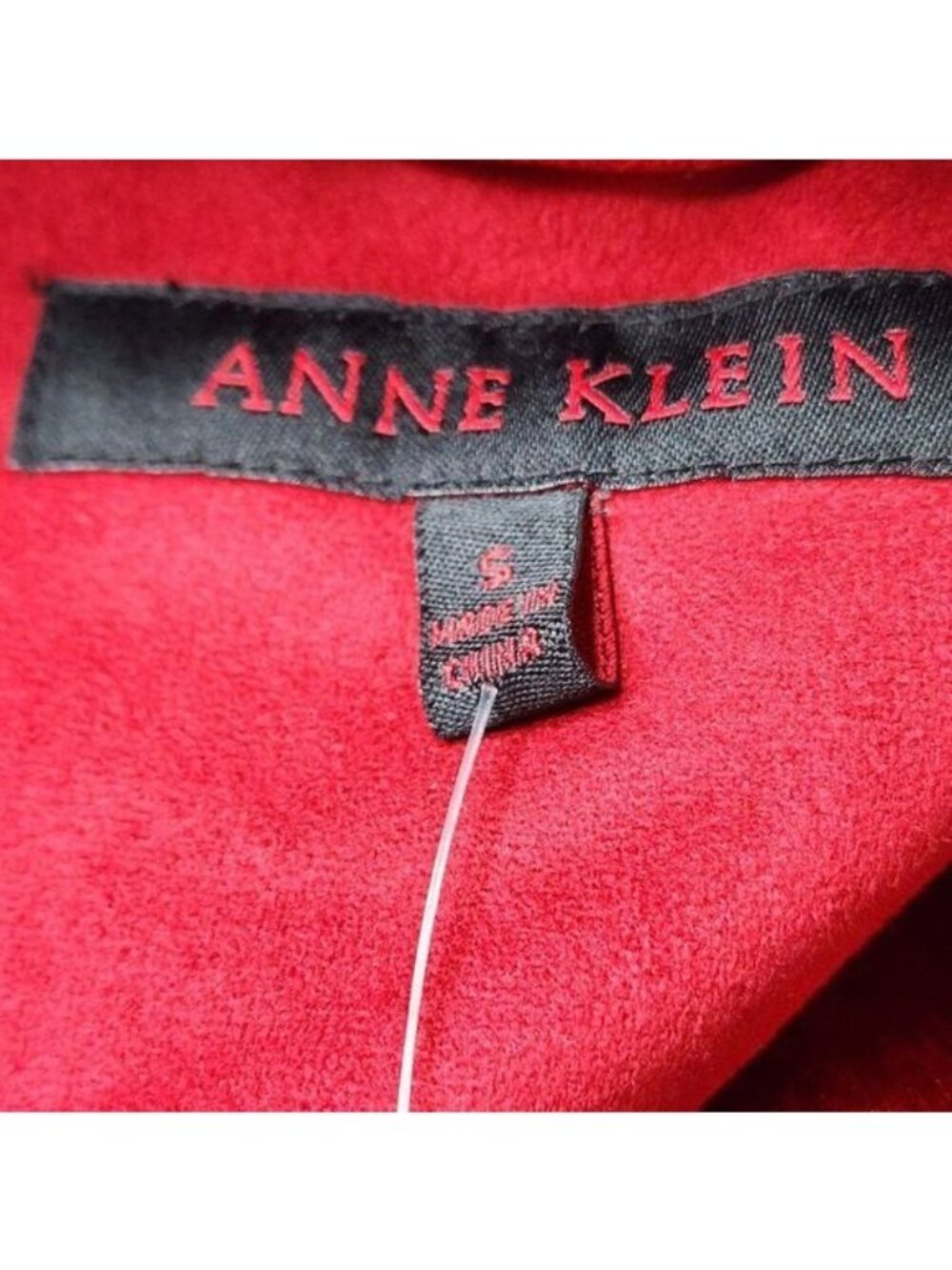 Anne Klein Red Suede Coat With Faux Fur Collar Size Small NWT - Picture 5 of 10